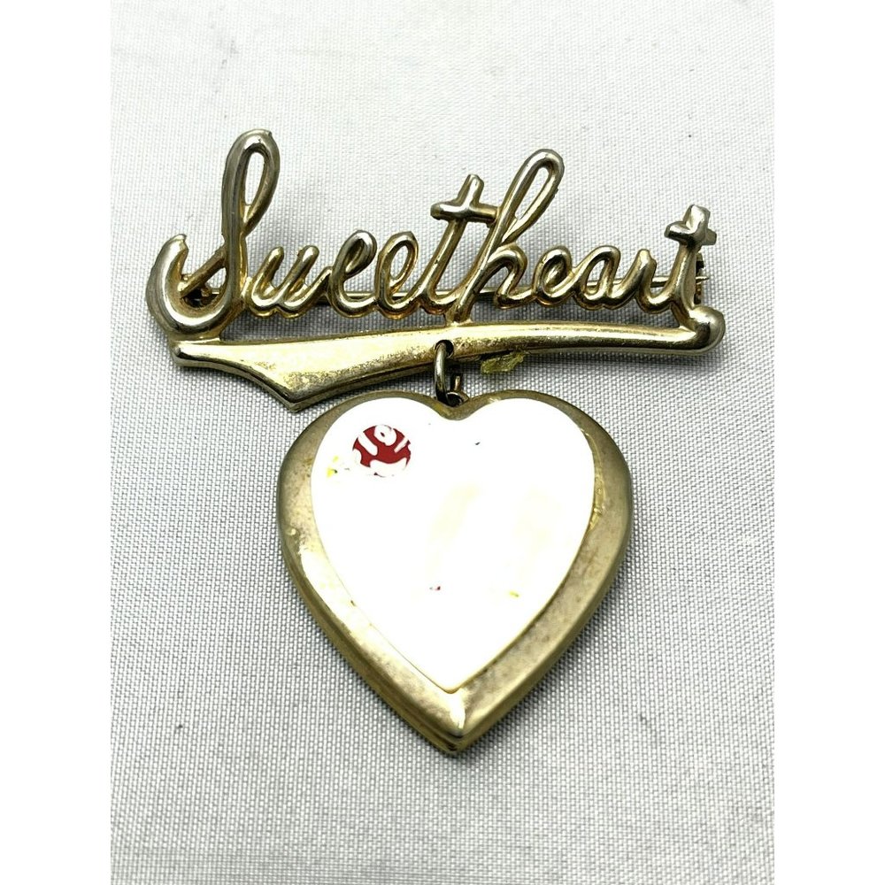 Vintage Sweetheart Heart Locket Brooch Pin